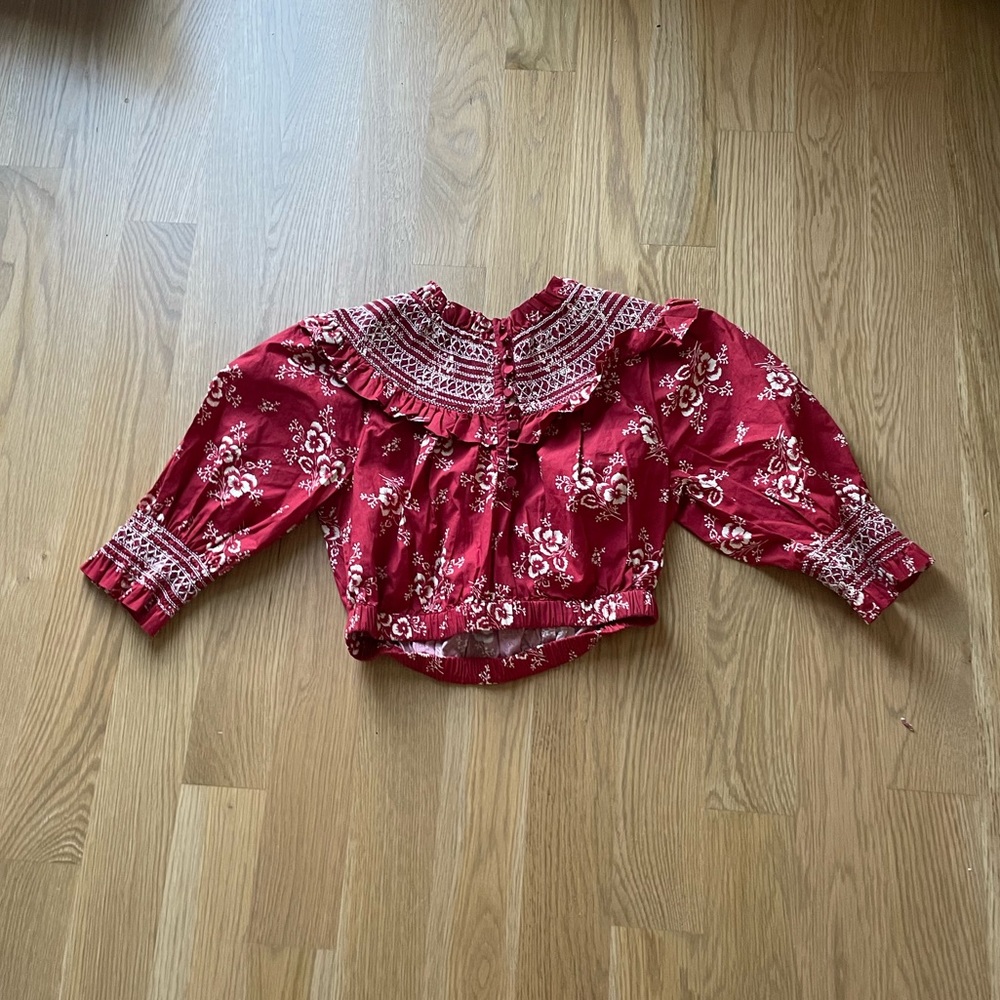 Sea smocked cropped long sleeve
